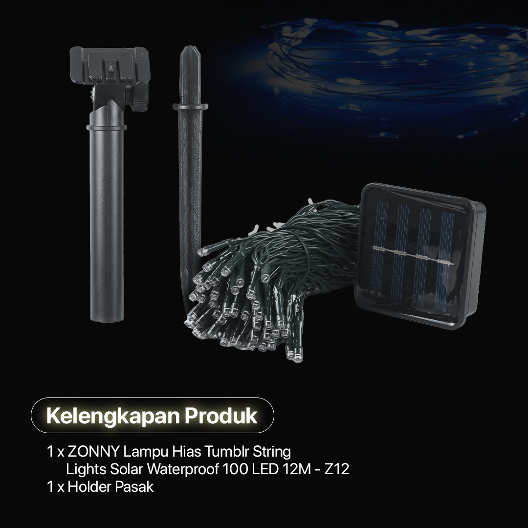 ZONNY Lampu Hias Tumblr String Lights Solar Waterproof 100 LED 12M - Z12 Gambar produk ZONNY Lampu Hias Tumblr String Lights Solar Waterproof 100 LED 12M - Z12