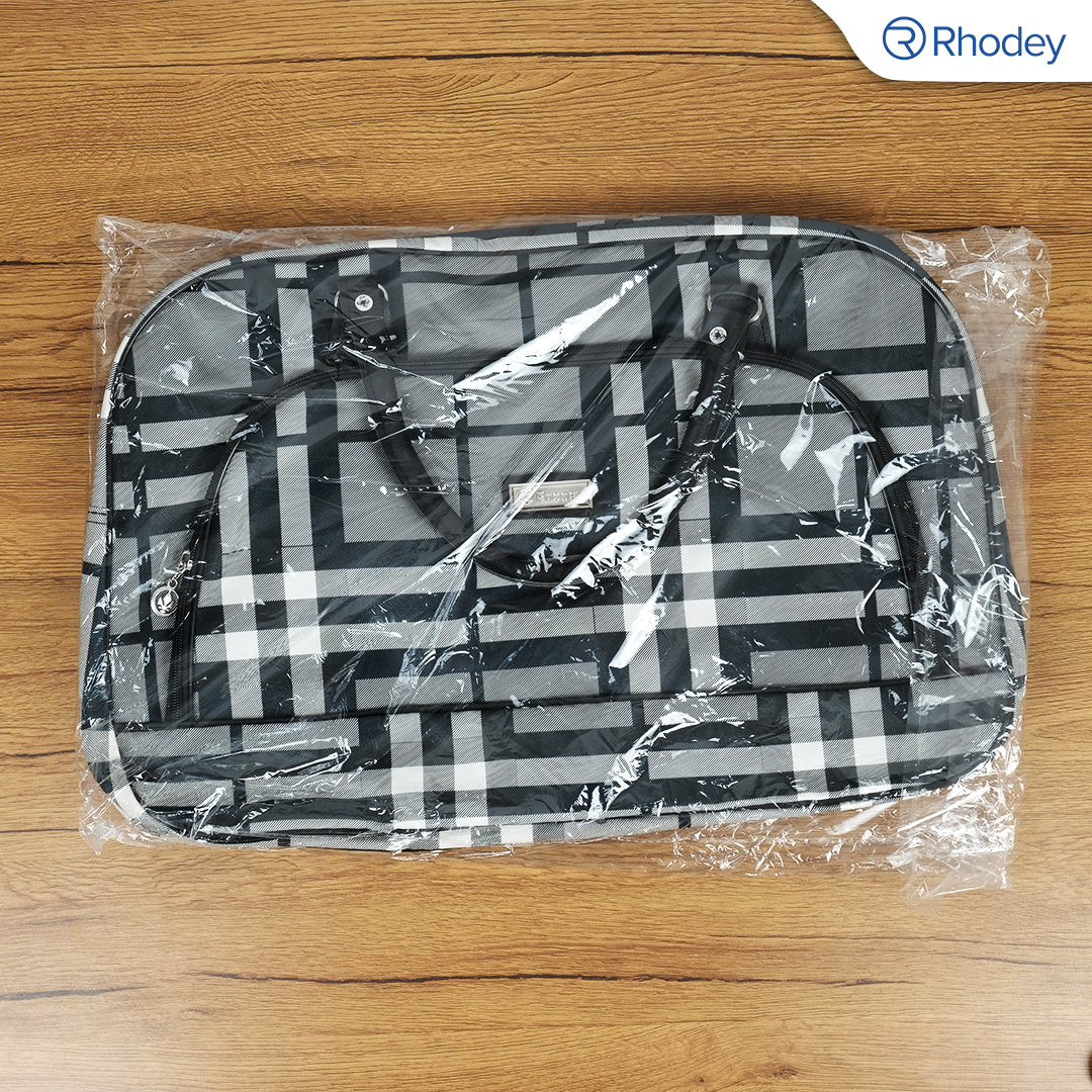 Rhodey RAIMIQI SEMOR Tas Jinjing Duffle Bag PU Leather Unisex 20 Inch Black Gray Grid - CB001 Gambar produk Rhodey RAIMIQI SEMOR Tas Jinjing Duffle Bag PU Leather Unisex 20 Inch Black Gray Grid - CB001