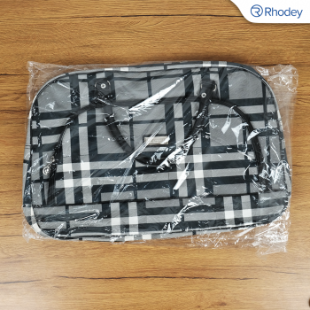 Gambar produk Rhodey RAIMIQI SEMOR Tas Jinjing Duffle Bag PU Leather Unisex 20 Inch Black Gray Grid - CB001