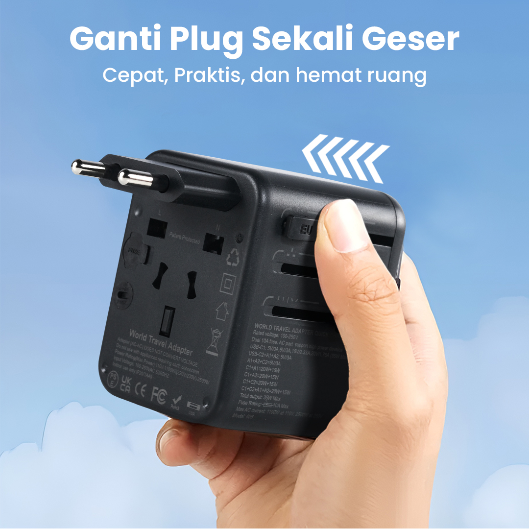 Gambar produk YuHome Universal Travel Adaptor Colokan Charger Adapter USB 2500W - 606