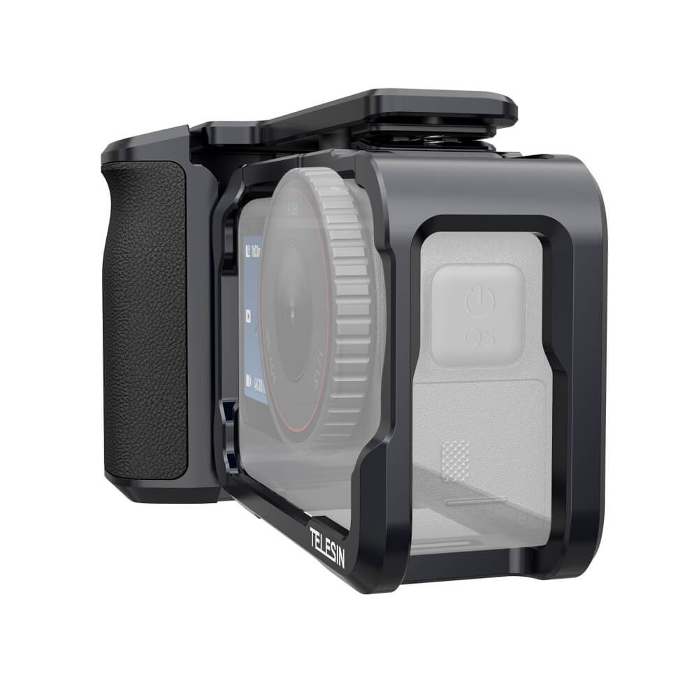 Gambar produk TELESIN Handle Grip Action Camera DJI Osmo Action 6 Aluminium Cage - S6-FMS-36-TDJ