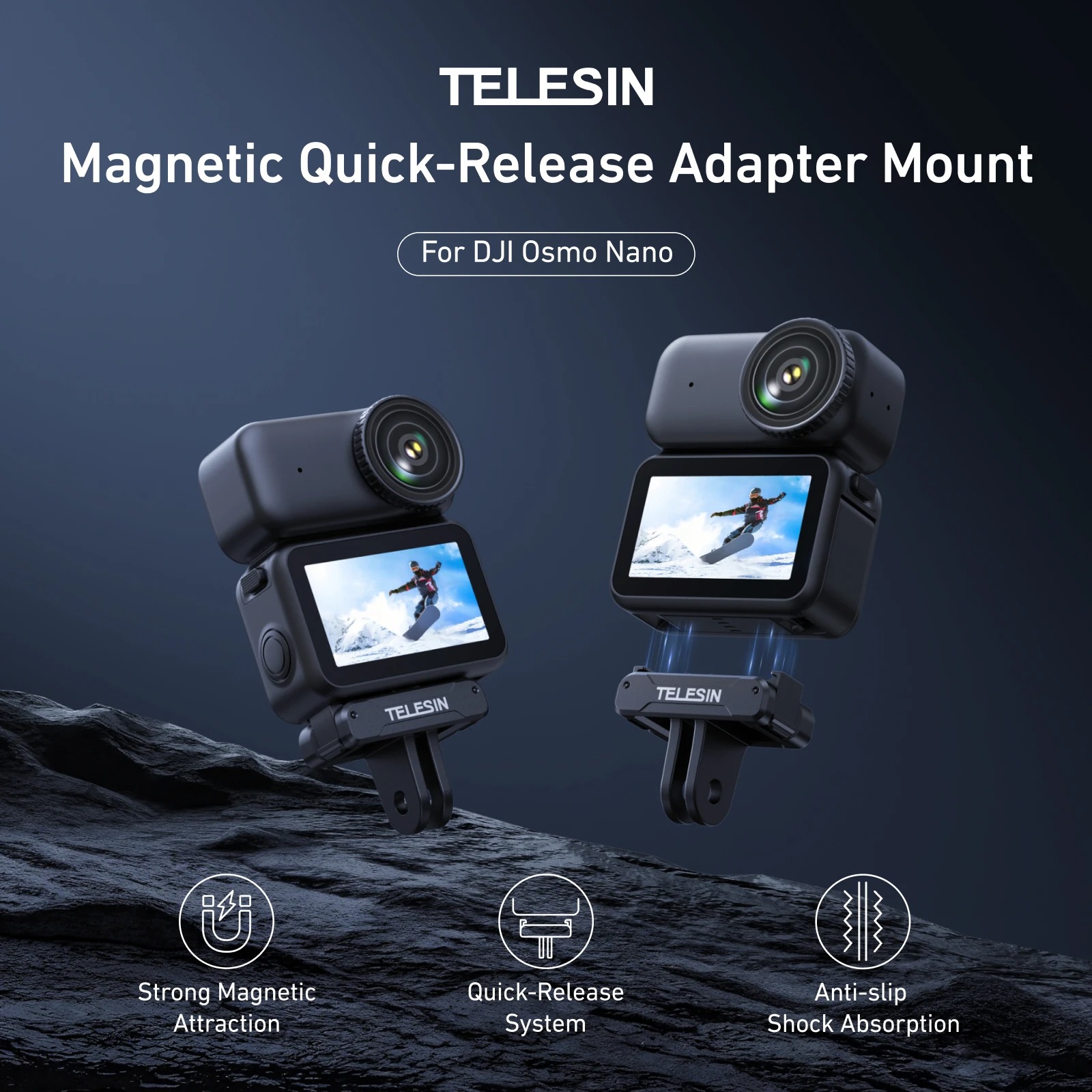 Gambar produk TELESIN Adapter Kamera Aksi Magnetic Quick Release DJI OSMO Nano - S7-JBK-25-TDJ