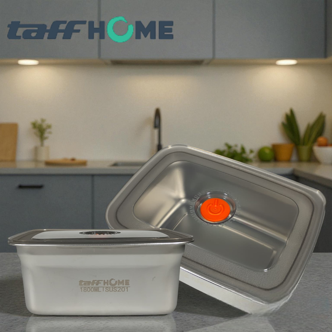 Gambar produk TaffHOME Kotak Makan Anti Tumpah Lunch Bento Box Stainless Steel 201 1800ml - KT273