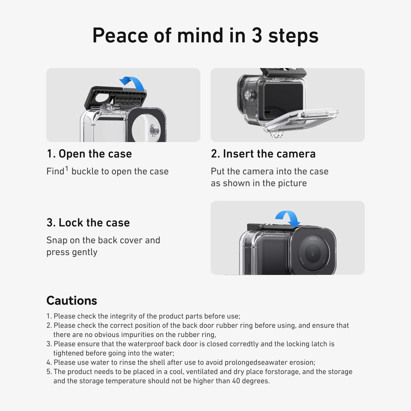 Gambar produk TELESIN Casing Anti Air Waterproof Case Anti Fog 60M DJI Osmo Action 6 - S4-WTP-12