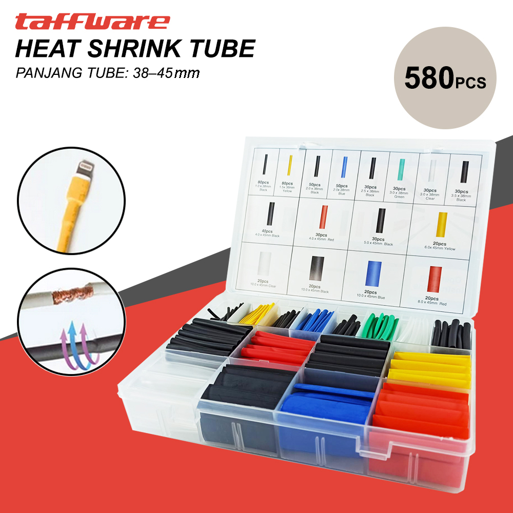Gambar produk Taffware Selongsong Pelapis Kabel Insulasi Heat Shrink Tube 580 PCS - E001-M011