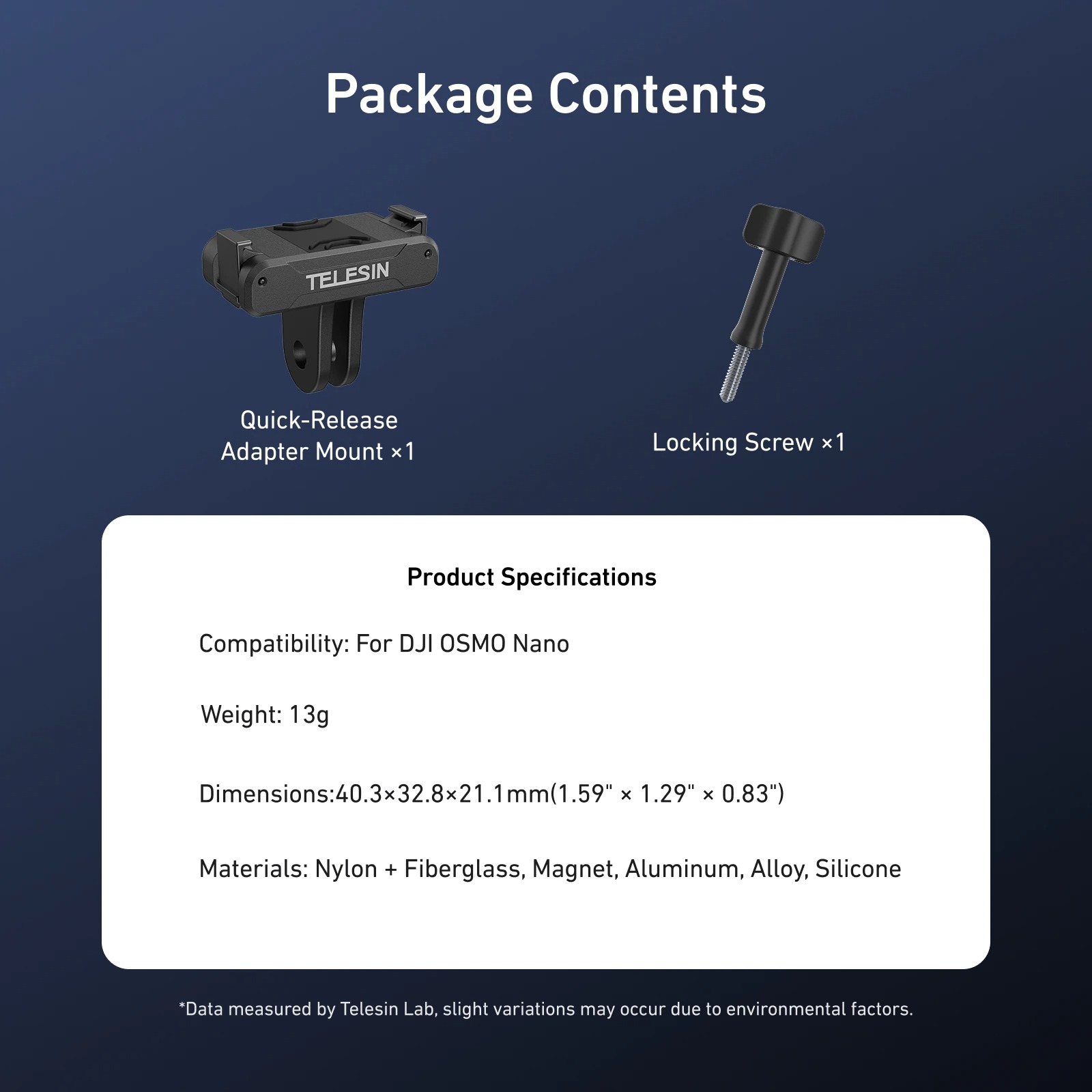 Gambar produk TELESIN Adapter Kamera Aksi Magnetic Quick Release DJI OSMO Nano - S7-JBK-25-TDJ