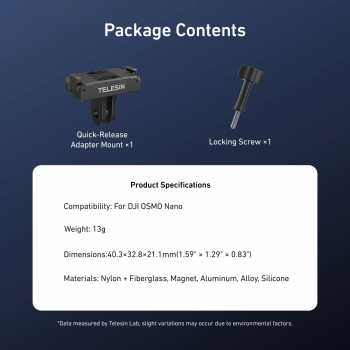 Gambar produk TELESIN Adapter Kamera Aksi Magnetic Quick Release DJI OSMO Nano - S7-JBK-25-TDJ