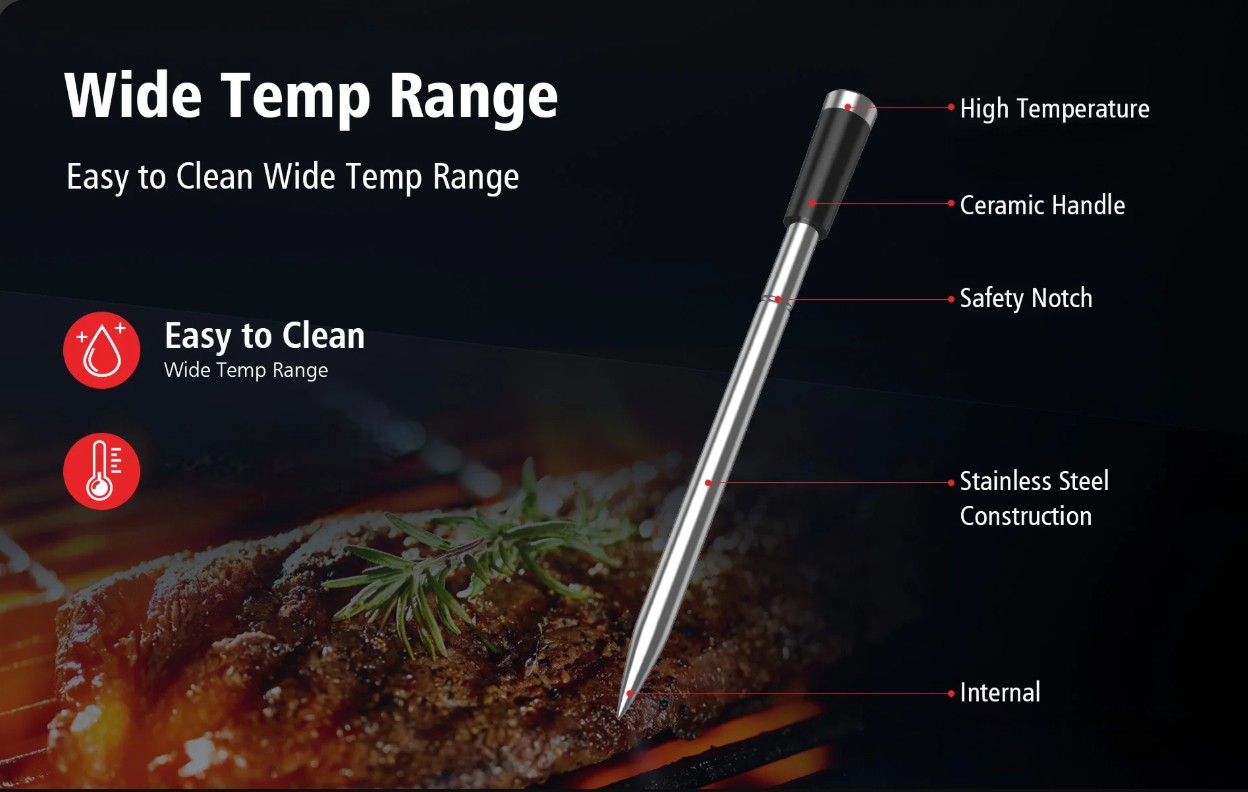 BFOUR Termometer Makanan Digital Daging BBQ Bluetooth Screen 2 Probe - BF-40 Gambar produk BFOUR Termometer Makanan Digital Daging BBQ Bluetooth Screen 2 Probe - BF-40