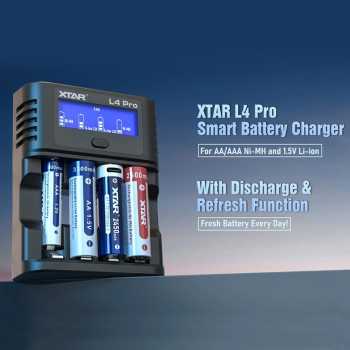 XTAR Charger Baterai 4 Slot AA AAA 1.5V Li-Ion 1.2V Ni-MH LCD Type C - L4 PRO KT