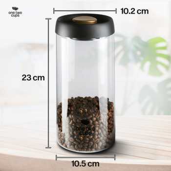 Gambar produk One Two Cups Toples Kaca Penyimpanan Biji Kopi Vacuum Sealed Lid 1.8L - SE41