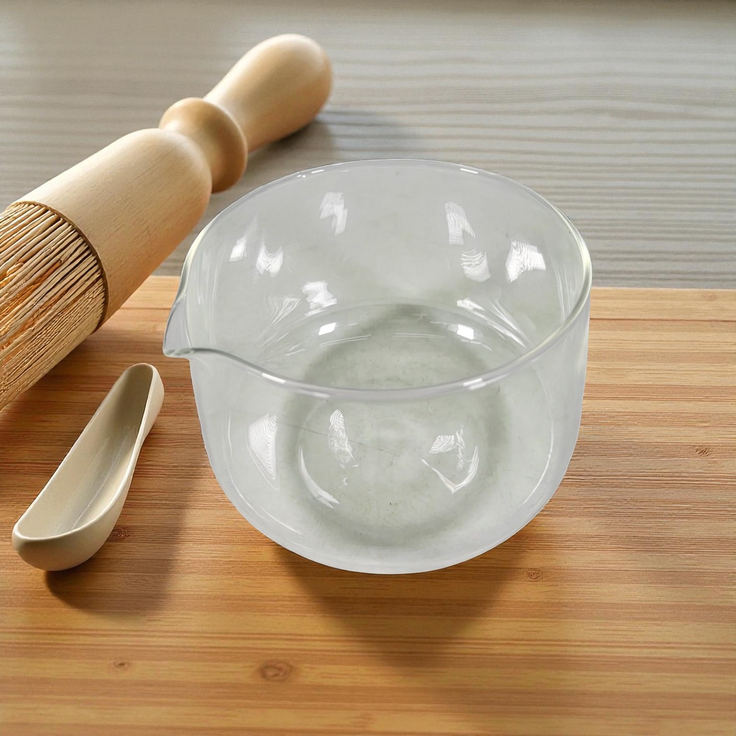 Gambar produk OYCHA Mangkuk Teh Chawan Kaca Transparent Japanese Matcha Bowl Large Belly - OY-12