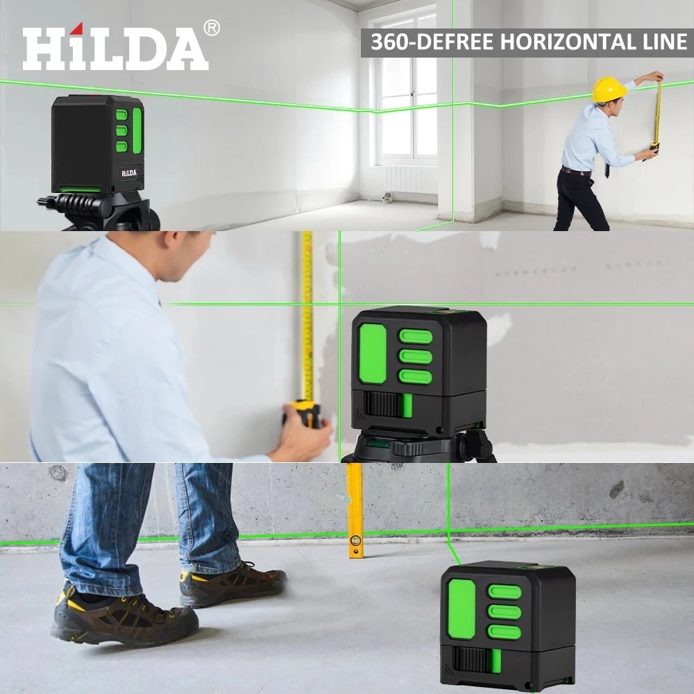 HILDA Laser Level Self Leveling 2 Line 360 Degree Waterproof IP54 - AB113 Gambar produk HILDA Laser Level Self Leveling 2 Line 360 Degree Waterproof IP54 - AB113