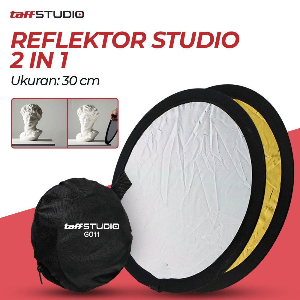 TaffSTUDIO Reflektor Cahaya Fotografi Studio 2in1 Foldable Portable 30cm - GO11 Gambar produk TaffSTUDIO Reflektor Cahaya Fotografi Studio 2in1 Foldable Portable 30cm - GO11