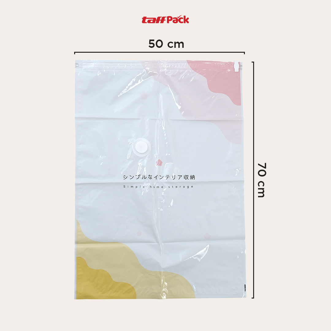 TaffPACK Kantong Plastik Vakum Pakaian Multifungsi Vacuum Bag 1 PCS 70x50cm - FL2 Gambar produk TaffPACK Kantong Plastik Vakum Pakaian Multifungsi Vacuum Bag 1 PCS 70x50cm - FL2