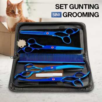 Gambar produk Besmal Set Gunting Grooming Perawatan Bulu Anjing 5in1 - 4CR