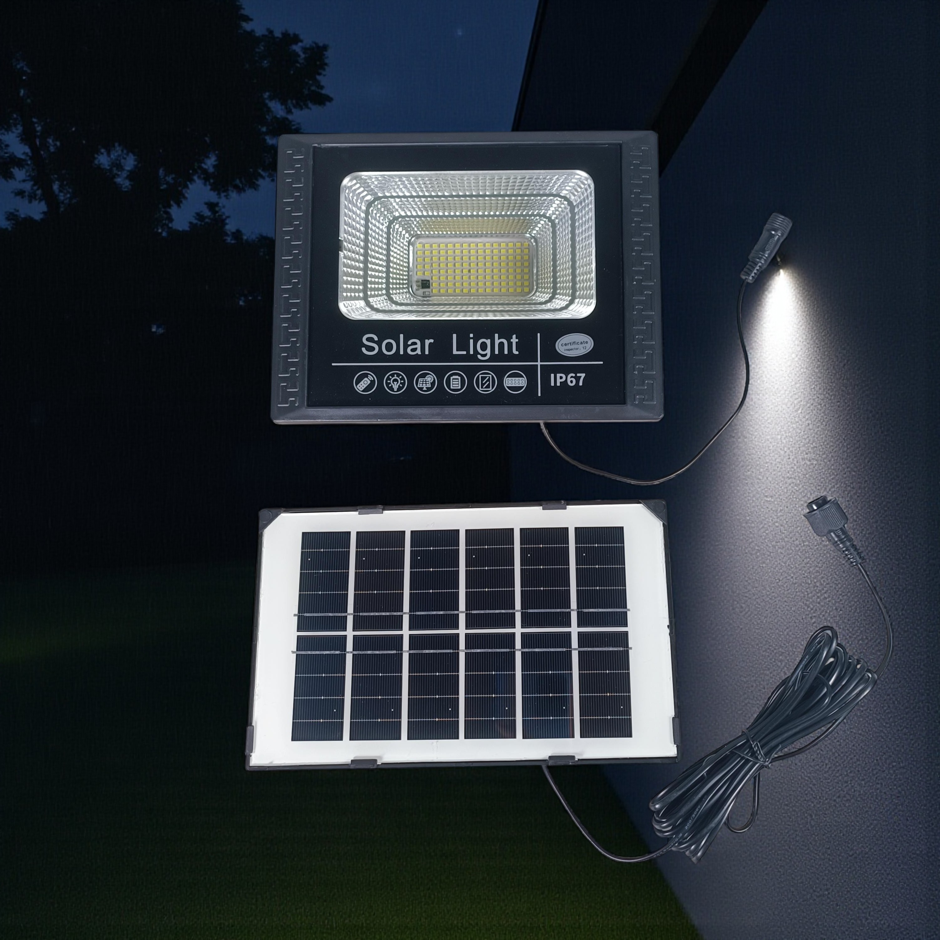 OOBEST Lampu Dinding Solar Sensor Cahaya IP67 144 LED Cool White - OB144 Gambar produk OOBEST Lampu Dinding Solar Sensor Cahaya IP67 144 LED Cool White - OB144