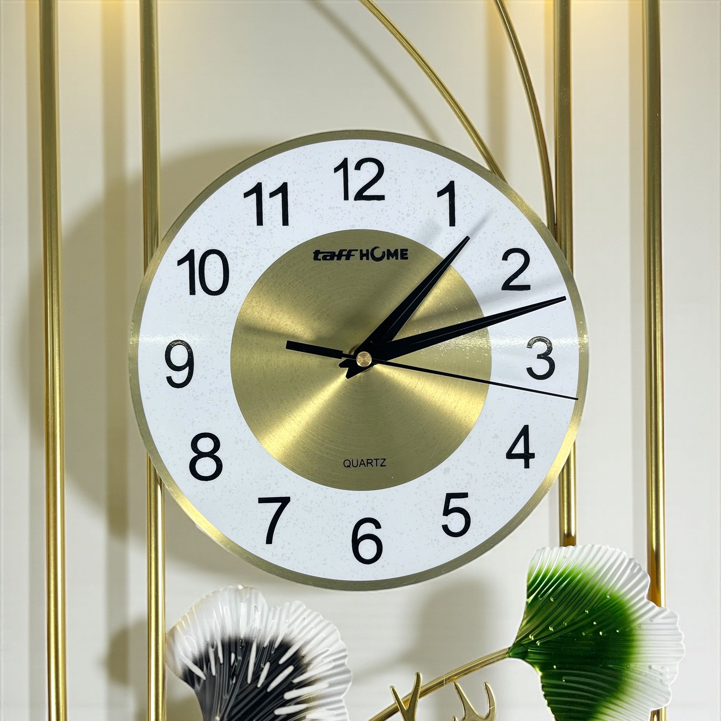 Gambar produk TaffHOME Jam Dinding Aesthetic Ginkgo Biloba Iron Silent Clock 72cm - M2127
