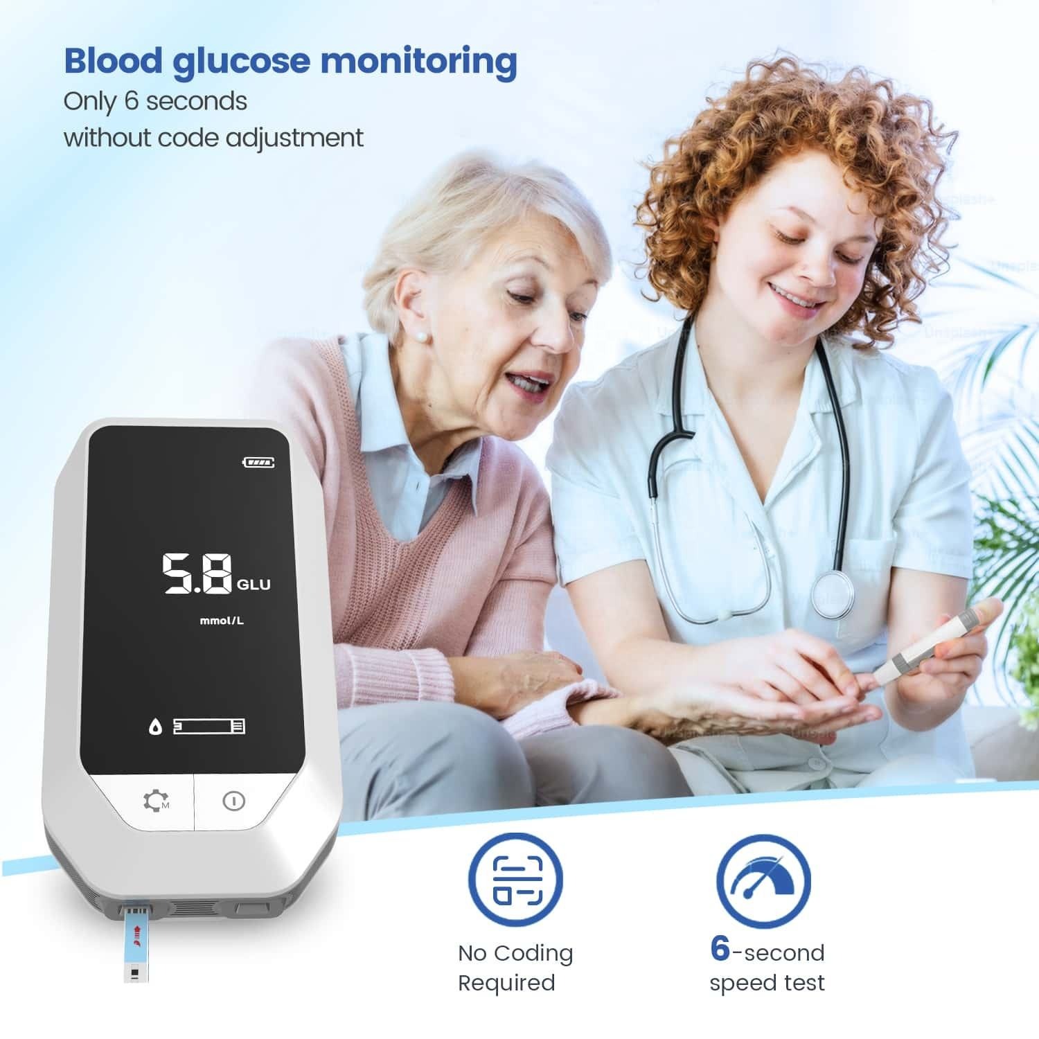 Gambar produk IMDK Alat Cek Gula Darah Asam Urat Tensimeter 3in1 100 Test Strips - BUP-TO1