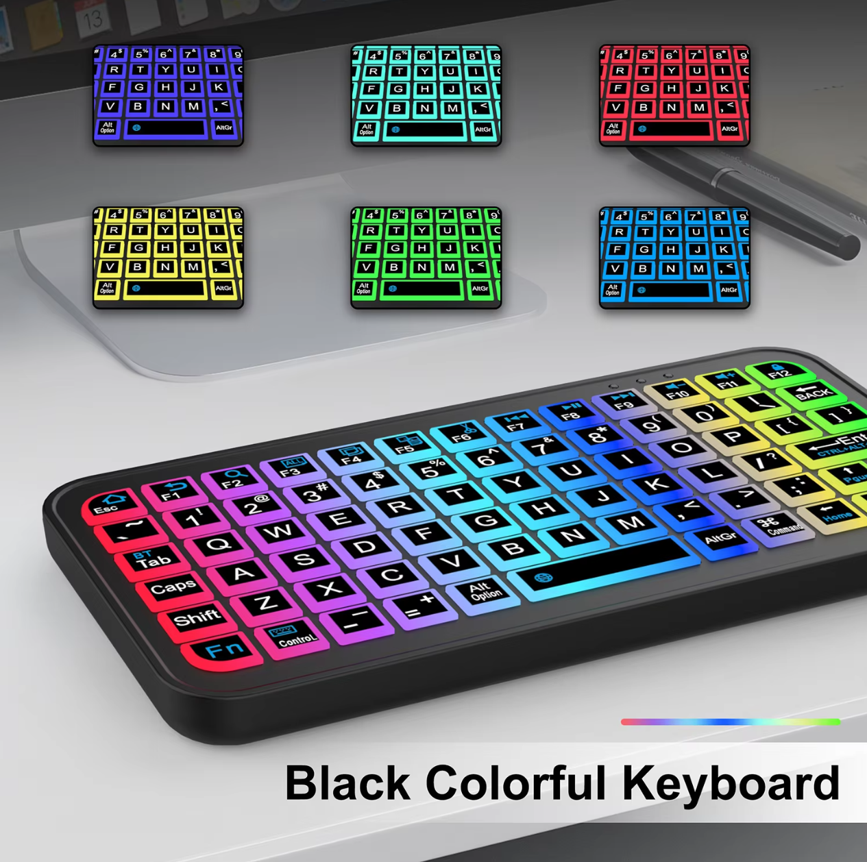 Gambar produk AXPRO Keyboard Wireless Mini Bluetooth Rechargeable RGB 8 Colors - AX52