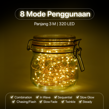 Gambar produk Kaslam Lampu Hias Gorden String Lights Wall Decoration 18W 3x3M 320 LED - S-32