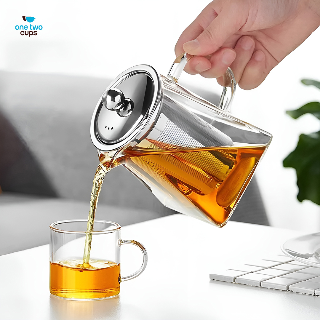 One Two Cups Teko Teh Kaca Saringan Tahan Panas Api Infuser Teapot 500ml - TP-761 Gambar produk One Two Cups Teko Teh Kaca Saringan Tahan Panas Api Infuser Teapot 500ml - TP-761