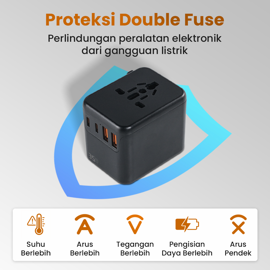 Gambar produk YuHome Universal Travel Adaptor Colokan Charger Adapter USB 2500W - 606