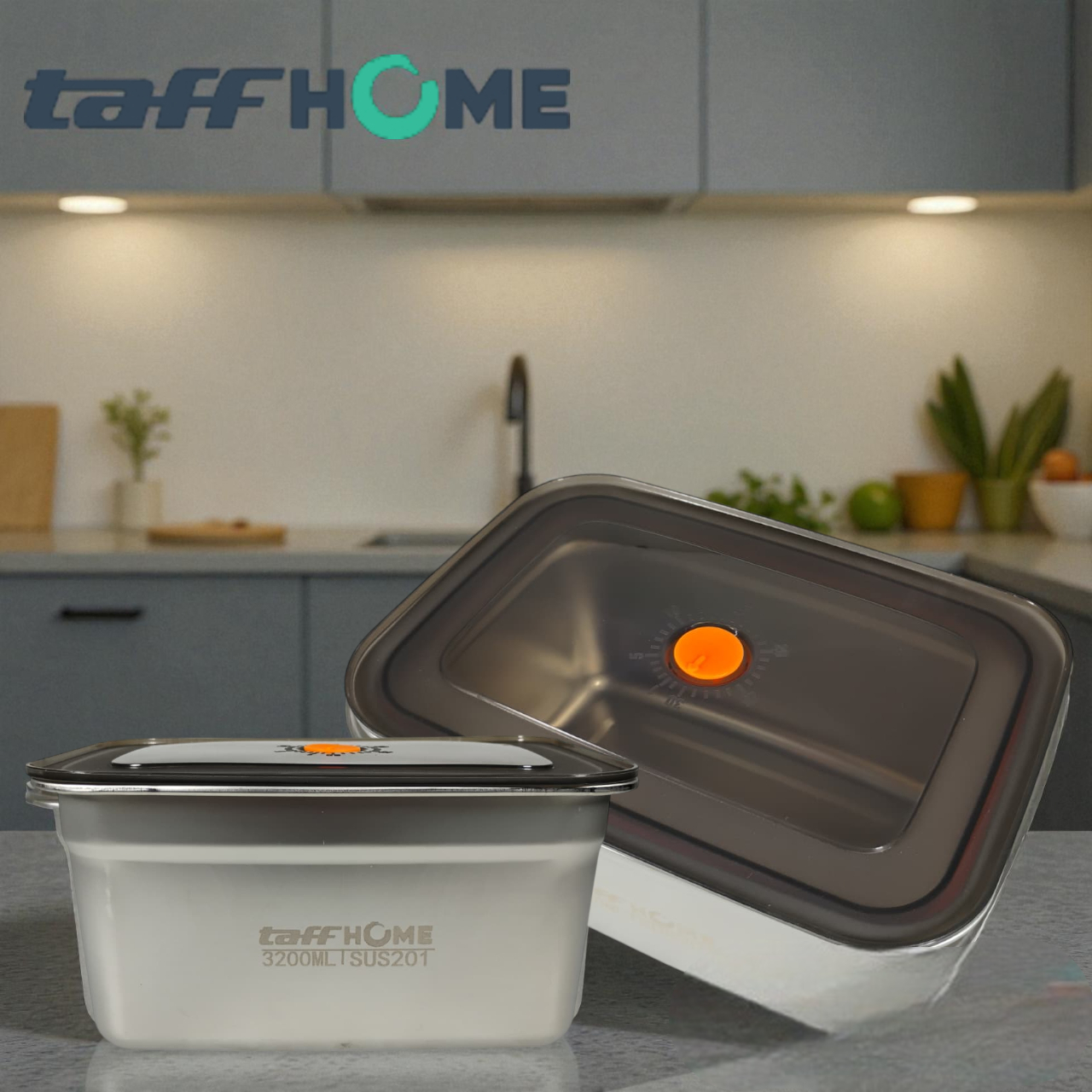 Gambar produk TaffHOME Kotak Makan Anti Tumpah Lunch Bento Box Stainless Steel 201 3200ml - KT273