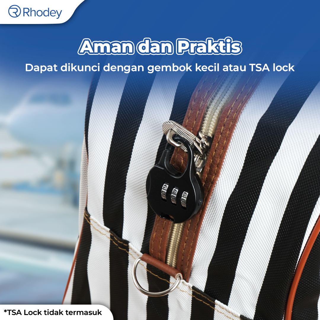 Rhodey Tas Travel Jinjing PU Leather Duffle Bag Stripe Model - S01 Gambar produk Rhodey Tas Travel Jinjing PU Leather Duffle Bag Stripe Model - S01