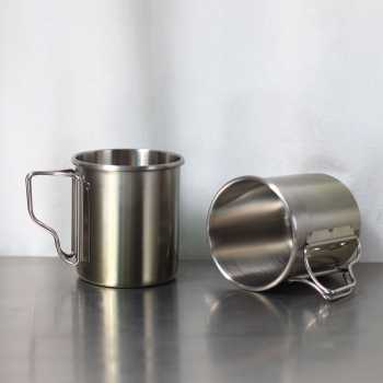 Gambar produk MyTrip Gelas Cangkir Kopi Gagang Lipat Camping Mug Stainless 304 470ml - INU175