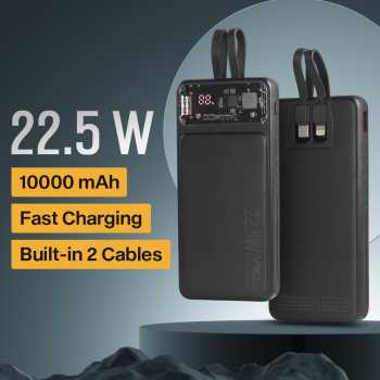 Shark Power Bank 10000mAh Fast Charging PD 2in1 Cable USB Port 22.5W - KP103