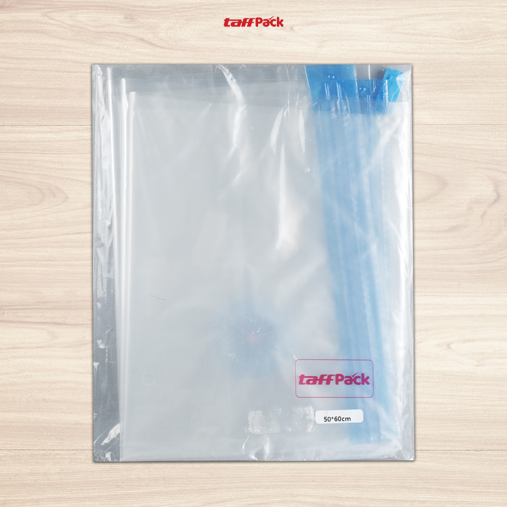 TaffPACK Kantong Plastik Vakum Pakaian Multifungsi Vacuum Bag 1 PCS 50x60cm - YK-1000 Gambar produk TaffPACK Kantong Plastik Vakum Pakaian Multifungsi Vacuum Bag 1 PCS 50x60cm - YK-1000