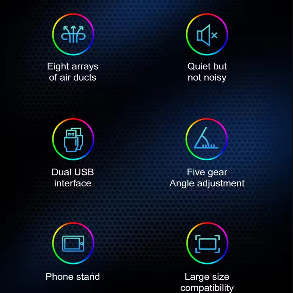 REMAX Cooling Pad Laptop Gaming Kipas Pendingin 8 Fans 17.3Inch - RM102 Gambar produk REMAX Cooling Pad Laptop Gaming Kipas Pendingin 8 Fans 17.3Inch - RM102