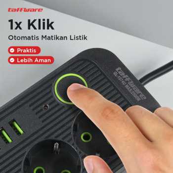 Gambar produk Taffware Stop Kontak Kabel USB Type C 10A 250V 2500W 1.8M 3 Lubang - QL-1074U