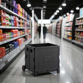 Gambar produk FURNIBOX Troli Belanja Lipat 2 Roda Folding Storage Box 34x35x38cm - FR-06