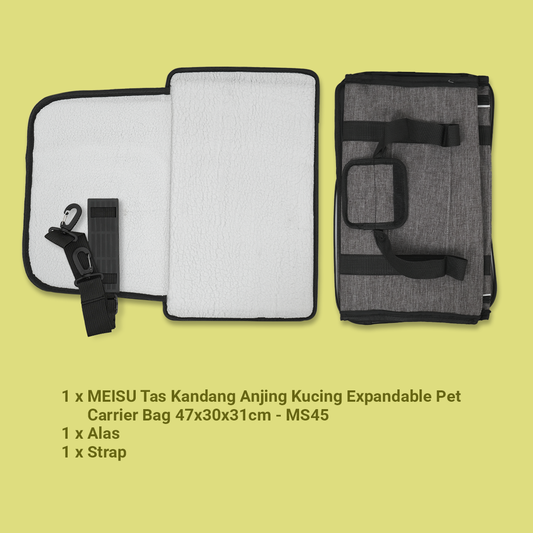 MEISU Tas Kandang Anjing Kucing Expandable Pet Carrier Bag 47x30x31cm - MS45 Gambar produk MEISU Tas Kandang Anjing Kucing Expandable Pet Carrier Bag 47x30x31cm - MS45