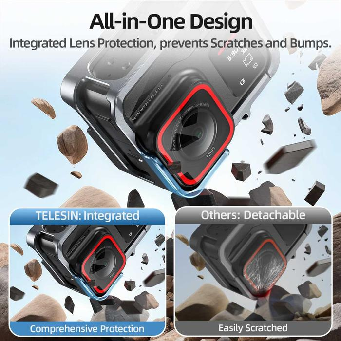 Gambar produk TELESIN Case Metal Cage Kamera Aksi for Insta360 Ace Pro/Ace Pro 2 - S6-FMS-32-TIS