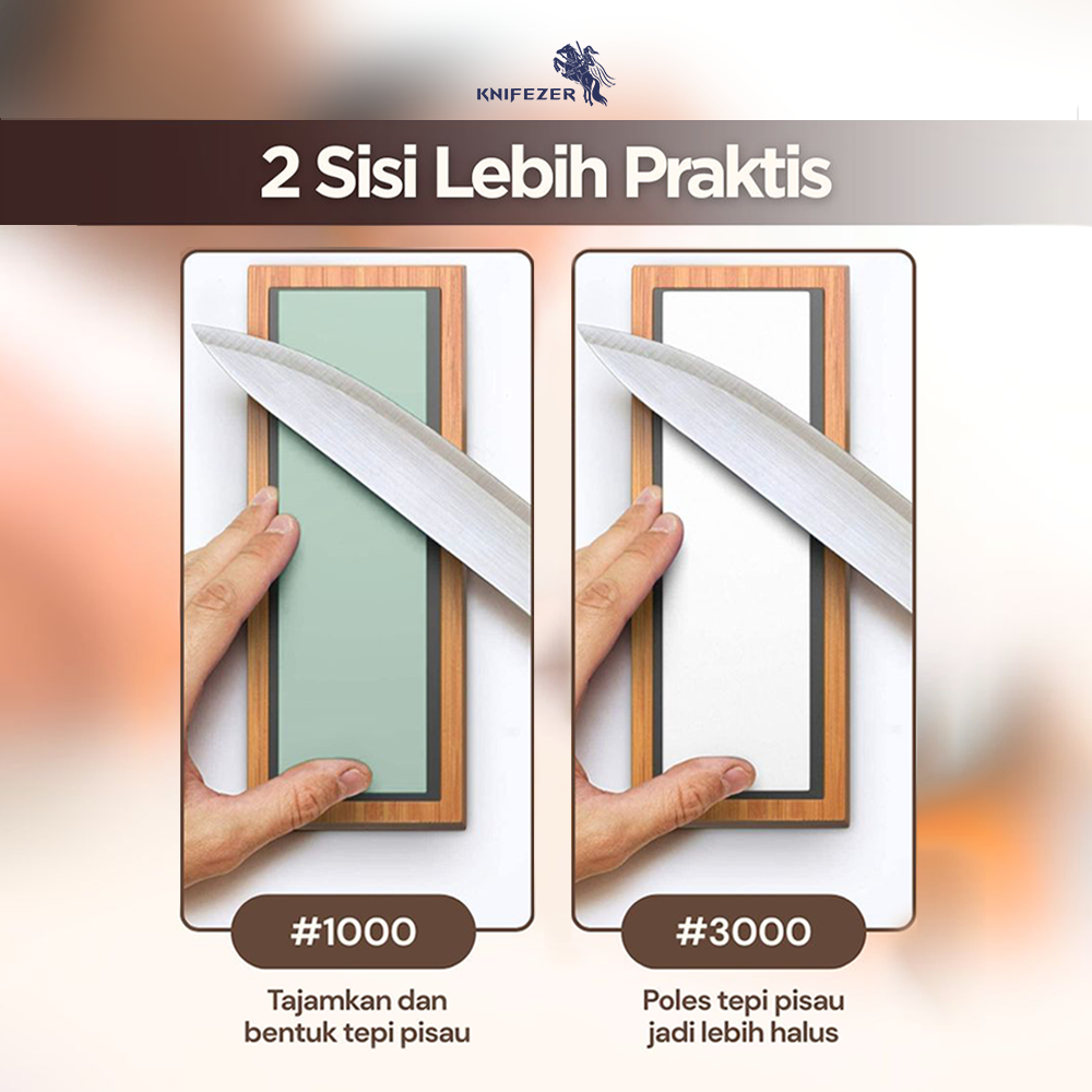 KNIFEZER Glitzy Batu Pengasah Pisau Whetstone Knife Sharpener 1000/3000 - Wkss-02 Gambar produk KNIFEZER Glitzy Batu Pengasah Pisau Whetstone Knife Sharpener 1000/3000 - Wkss-02
