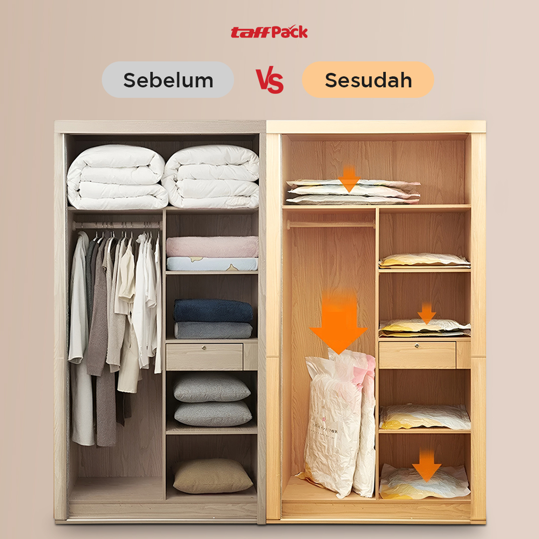 TaffPACK Kantong Plastik Vakum Pakaian Multifungsi Vacuum Bag 1 PCS 100x80cm - FL2 Gambar produk TaffPACK Kantong Plastik Vakum Pakaian Multifungsi Vacuum Bag 1 PCS 100x80cm - FL2