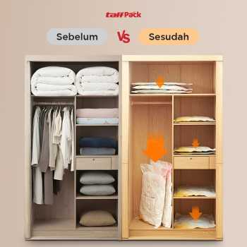 Gambar produk TaffPACK Kantong Plastik Vakum Pakaian Multifungsi Vacuum Bag 1 PCS 100x80cm - FL2