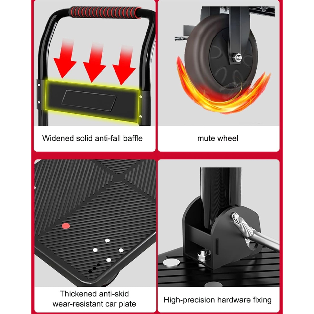 PICKU Troli Barang Lipat Foldable Flatbed Cart Silent Wheel 58x88cm - PC-88 Gambar produk PICKU Troli Barang Lipat Foldable Flatbed Cart Silent Wheel 58x88cm - PC-88