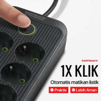 Gambar produk Taffware Stop Kontak Kabel USB Type C 10A 110-250V 2500W 1.8M 6 Lubang - QL-1075U