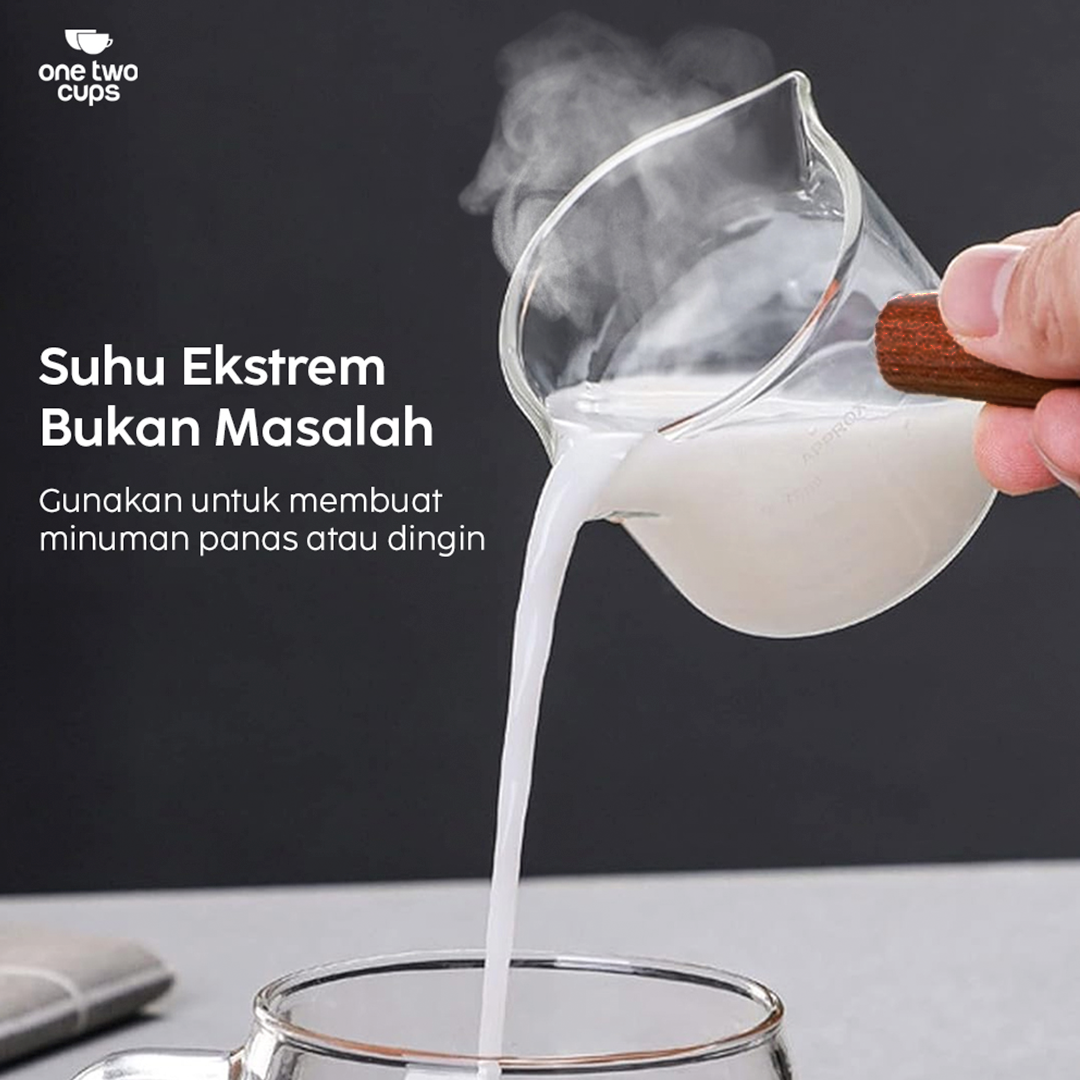 One Two Cups Gelas Milk Jug Pitcher Espresso Double Mouth 75ml - S08 Gambar produk One Two Cups Gelas Milk Jug Pitcher Espresso Double Mouth 75ml - S08