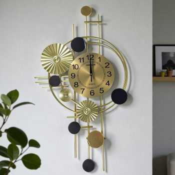 TaffHOME Jam Dinding Aesthetic Luxury Geometric Iron Silent Clock 78cm - WM3585