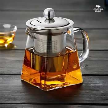 Gambar produk One Two Cups Teko Teh Kaca Saringan Tahan Panas Api Infuser Teapot 350ml - TP-761