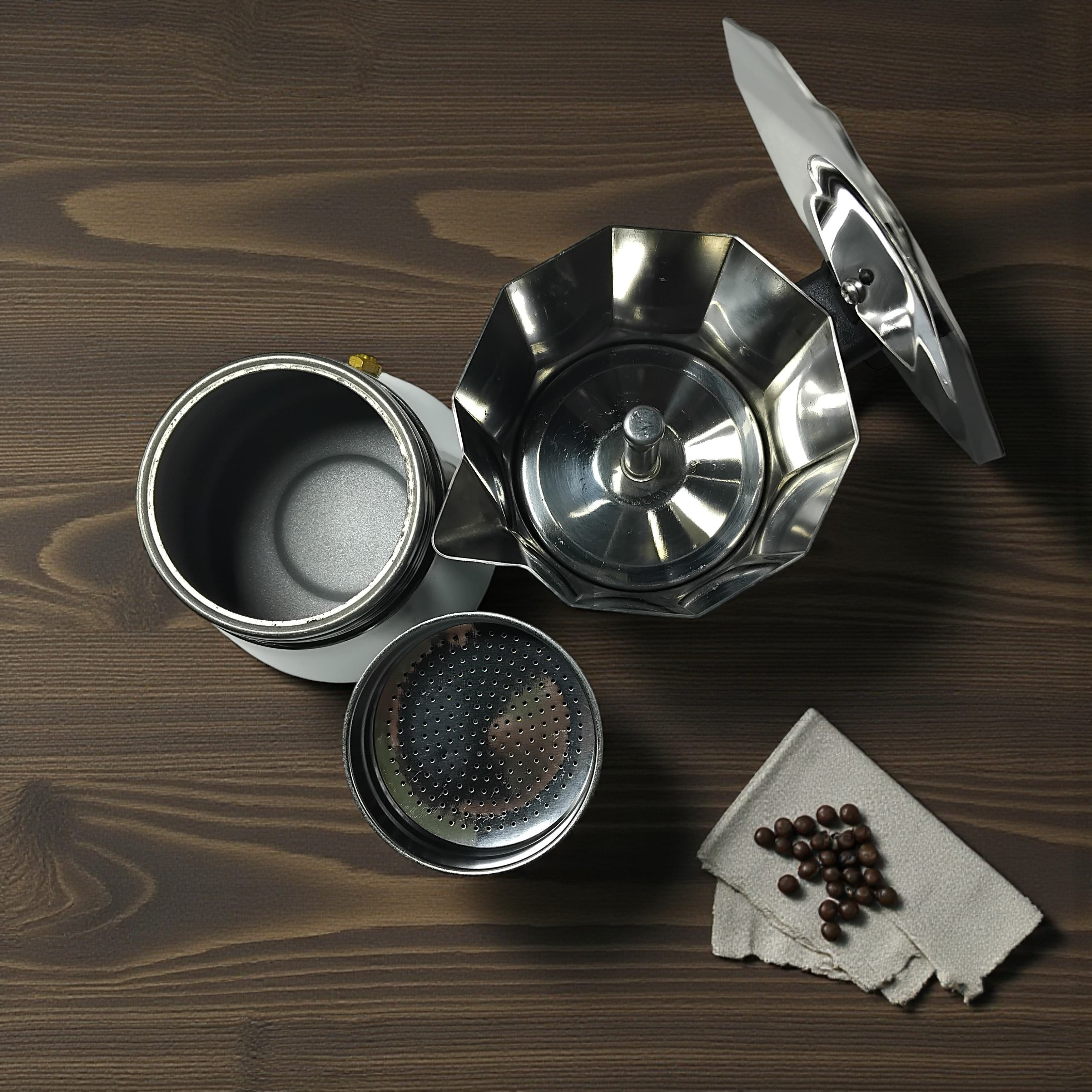 One Two Cups Moka Pot Italian Espresso Coffee Maker Stainless Steel 300ml - W-767 Gambar produk One Two Cups Moka Pot Italian Espresso Coffee Maker Stainless Steel 300ml - W-767