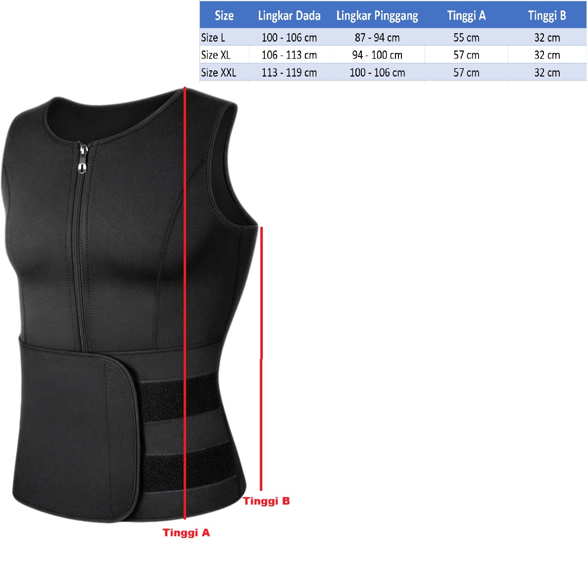 Gambar produk TaffSPORT Korset Pembentuk Badan Pria Shaper Corset Vest Single Velcro L - MWL10