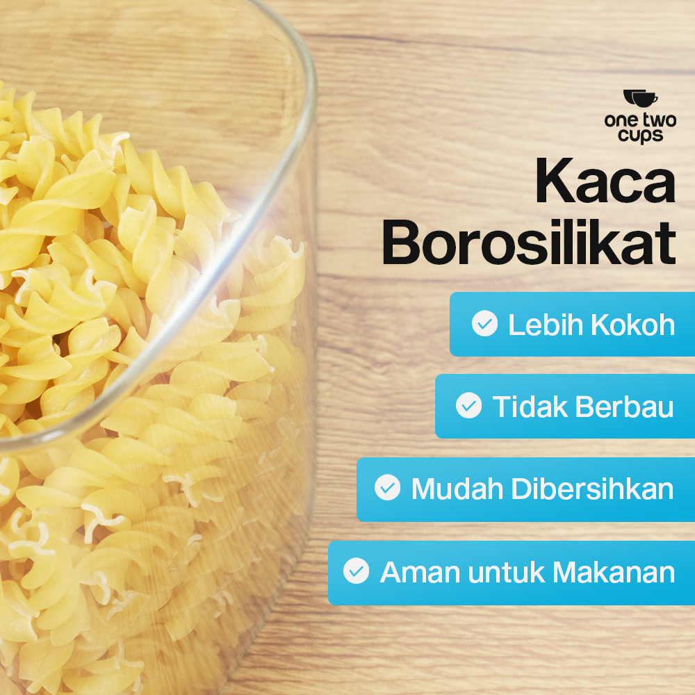 Gambar produk One Two Cups Toples Kaca Penyimpanan Makanan Kedap Udara Storage Jar 1.6L - HC1019