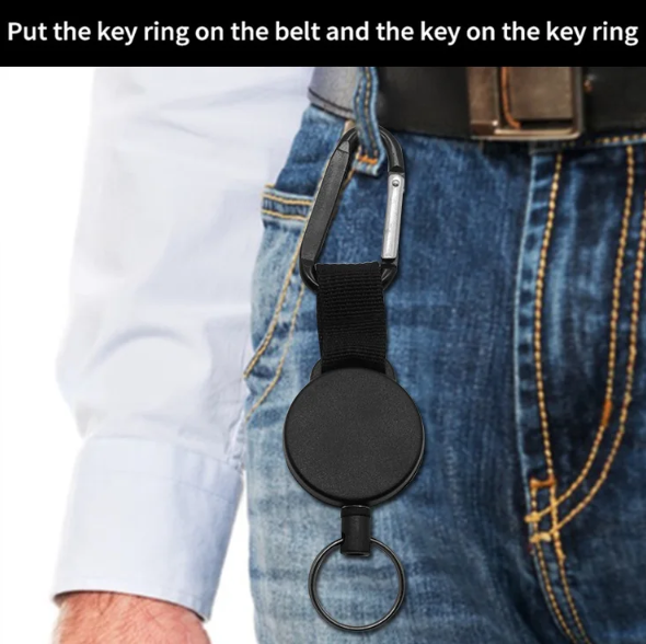 JIGONG Gantungan Kunci Retractable Carabiner Keychain Steel Wire Rope - JIG-012S Gambar produk JIGONG Gantungan Kunci Retractable Carabiner Keychain Steel Wire Rope - JIG-012S