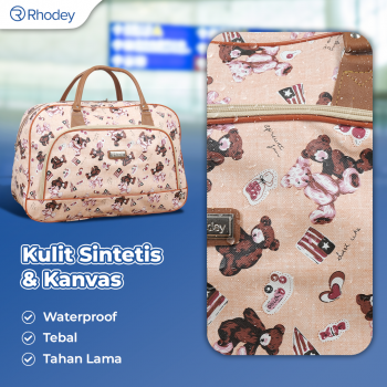 Gambar produk Rhodey RAIMIQI SEMOR Tas Jinjing Duffle Bag PU Leather Unisex 20 Inch Beige Bear - CB001