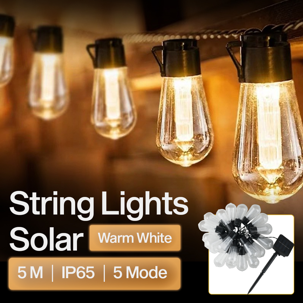 SAMNET Lampu Hias String Lights Solar Panel 20 LED 5M - DC44 Gambar produk SAMNET Lampu Hias String Lights Solar Panel 20 LED 5M - DC44